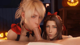 Обольстительные красавицы из Final Fantasy отсасывают члены и получают сперму на лицо в ИИ-порно